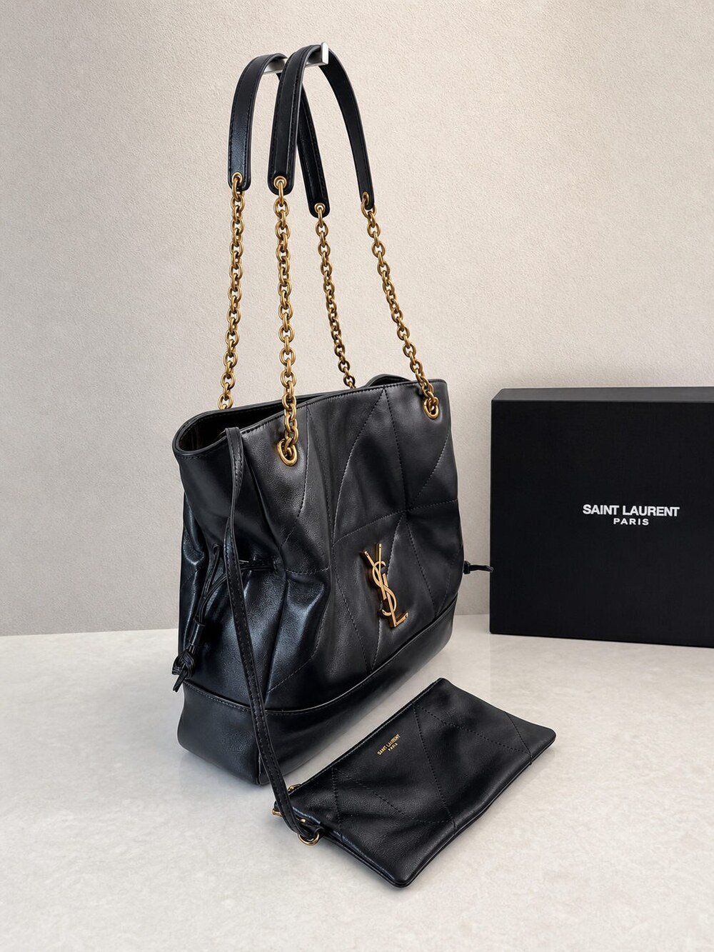 Yves Saint Laurent Jamie Medium Black Quilted Lambskin Tote Bag - Picture 3 of 9